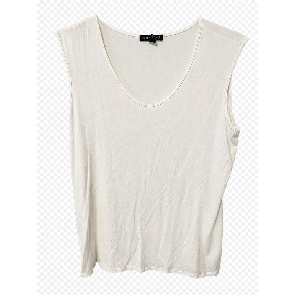 Eileen Fisher Tank Top Women Medium White Pre-owned Scoop Neck Viscose Spandex